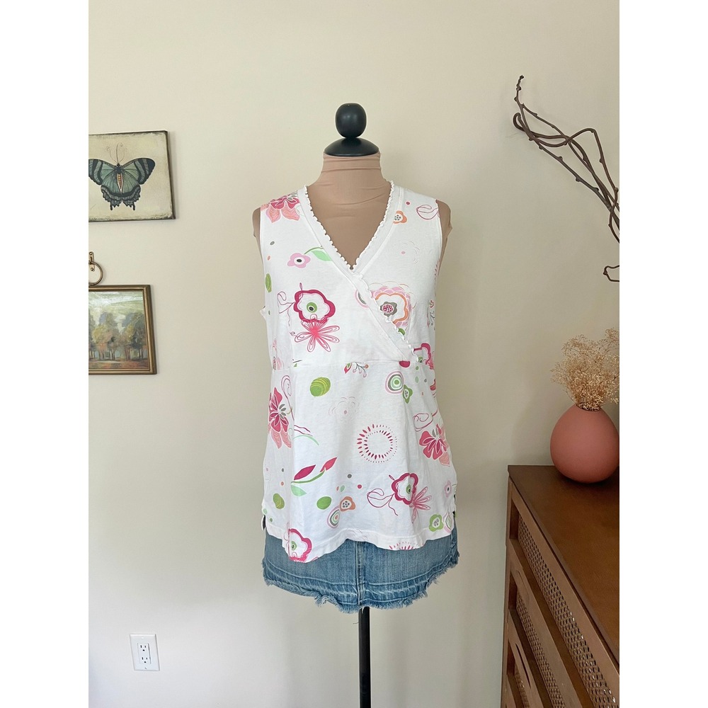 Vintage 90s Y2K Fresh Produce Floral Ruffle Hem Tank
